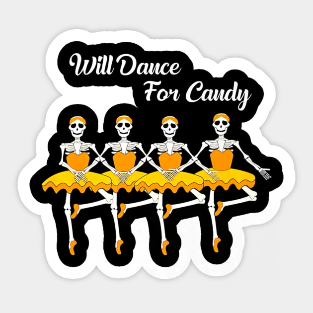 Will Dance for Candy Dancing Skeleton Halloween Squad Girl Sticker by MarrinerAlex